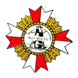 Ein Köln Porz-Emblem mit einem Stern in der Mitte, in den Farben Rot und Weiß.